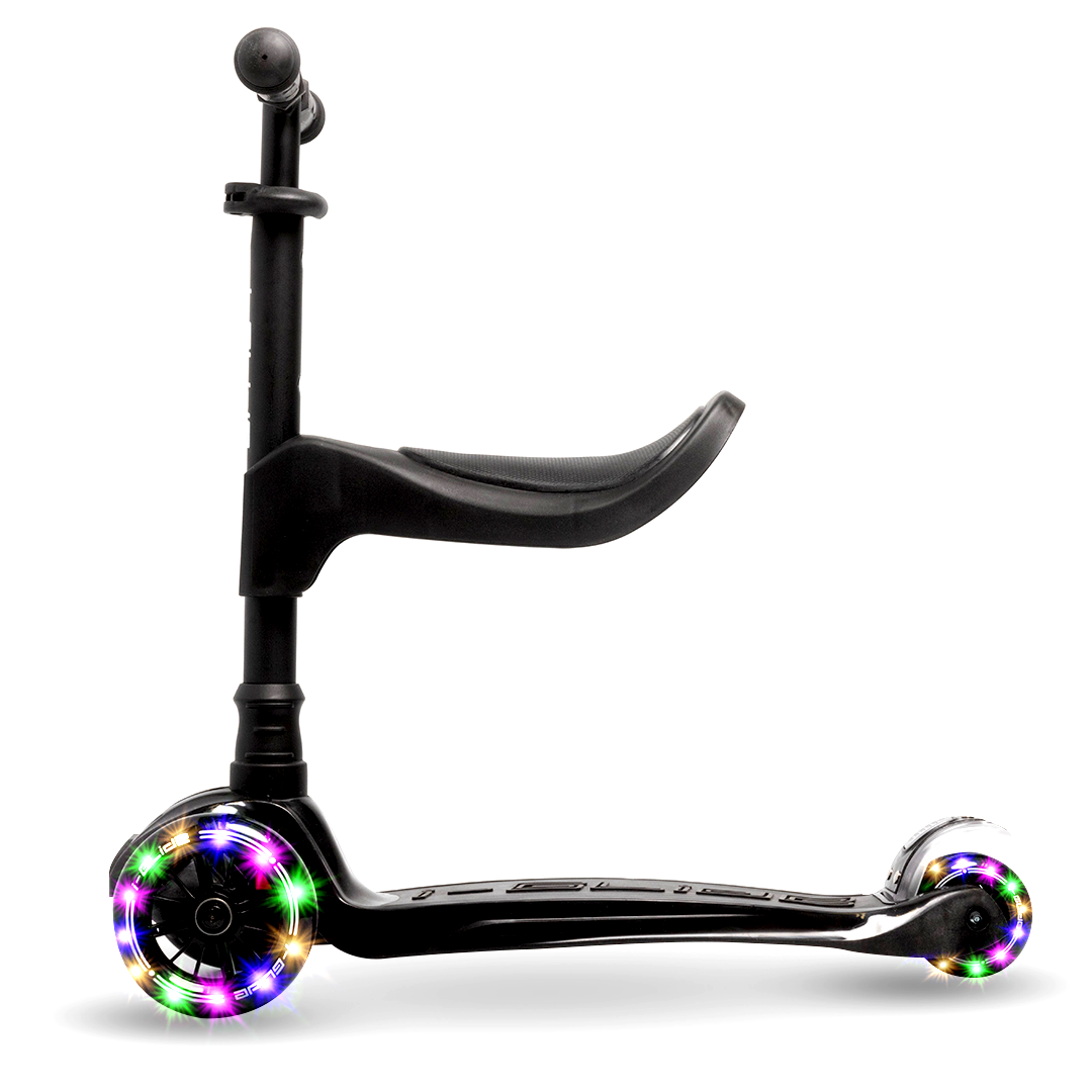 I GLIDE 3 Wheel Kids Scooter Black with Toddler Seat iGlide Scooters