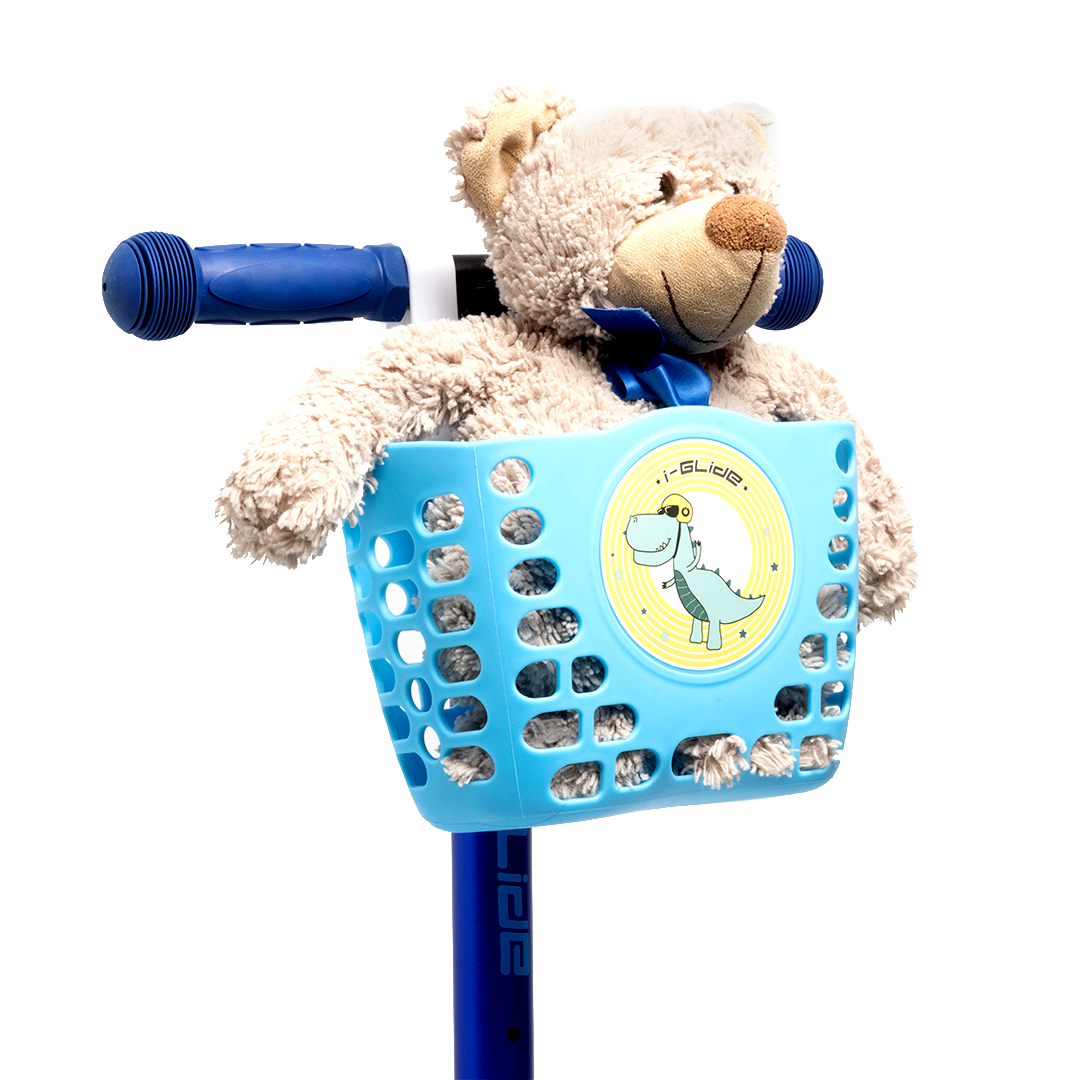 I-GLIDE 3 Wheel Kids Scooter with Basket - Blue/Blue