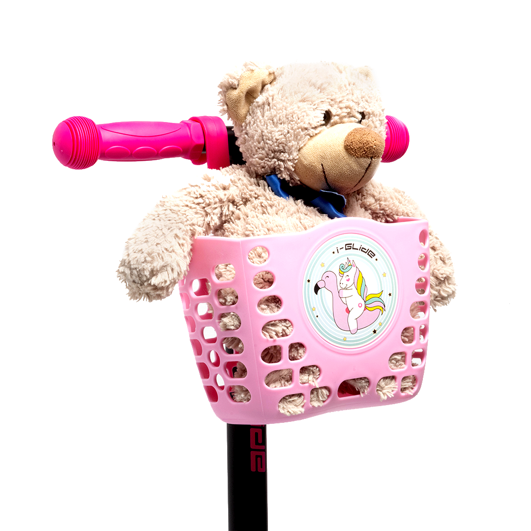 I-GLIDE 3 Wheel Kids Scooter with Basket - Black/Pink