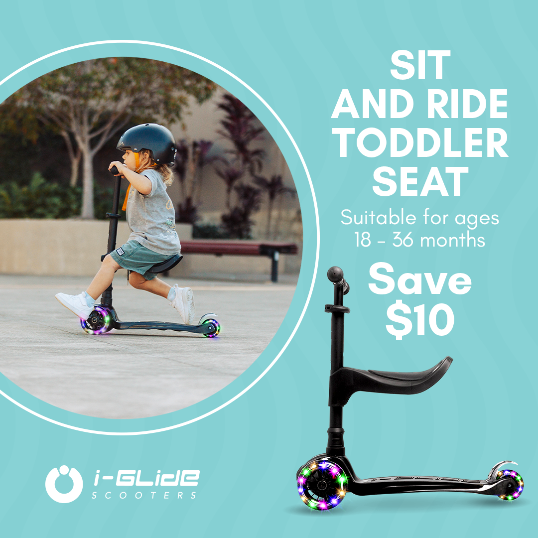 I-GLIDE 3 Wheel Kids Scooter with Toddler Seat - Black
