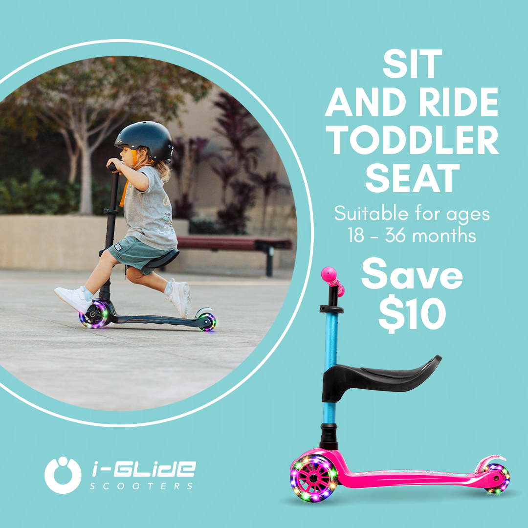 I-GLIDE 3 Wheel Kids Scooter with Toddler Seat - Pink/Aqua