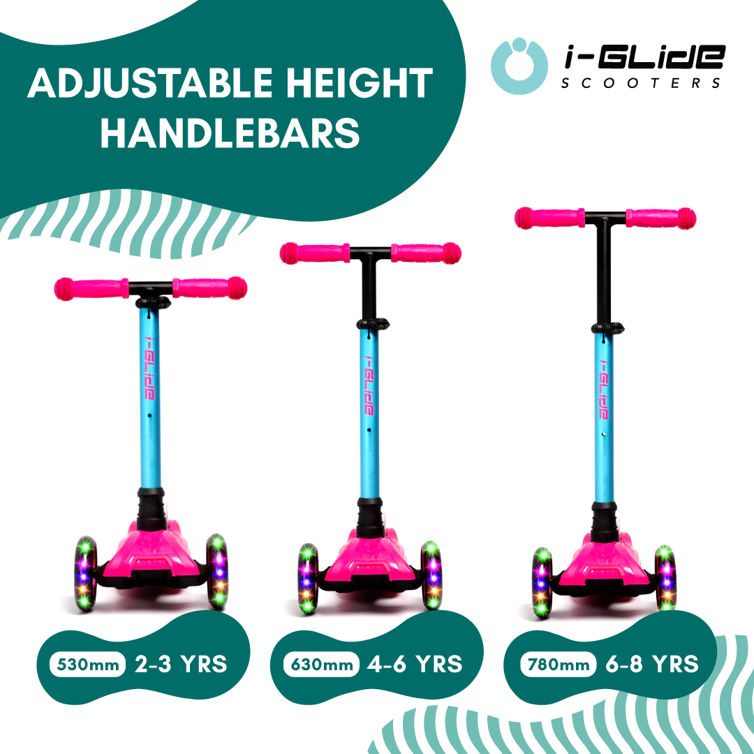 I-GLIDE 3 Wheel Kids Scooter - Pink/Aqua