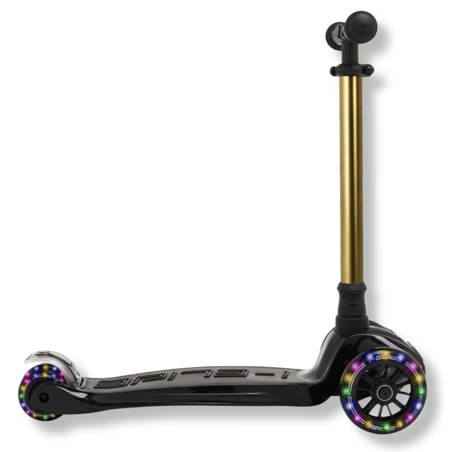 i-Glide 3 Wheel Kids Scooter with Toddler Seat - Black with Gold bar