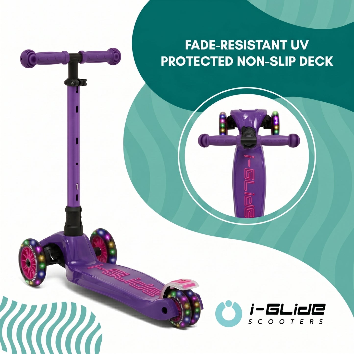 i-Glide 3 Wheel Kids Scooter - Purple/Pink