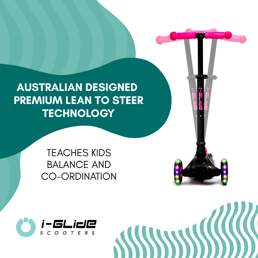 I-GLIDE 3 Wheel Kids Scooter - Black/Pink