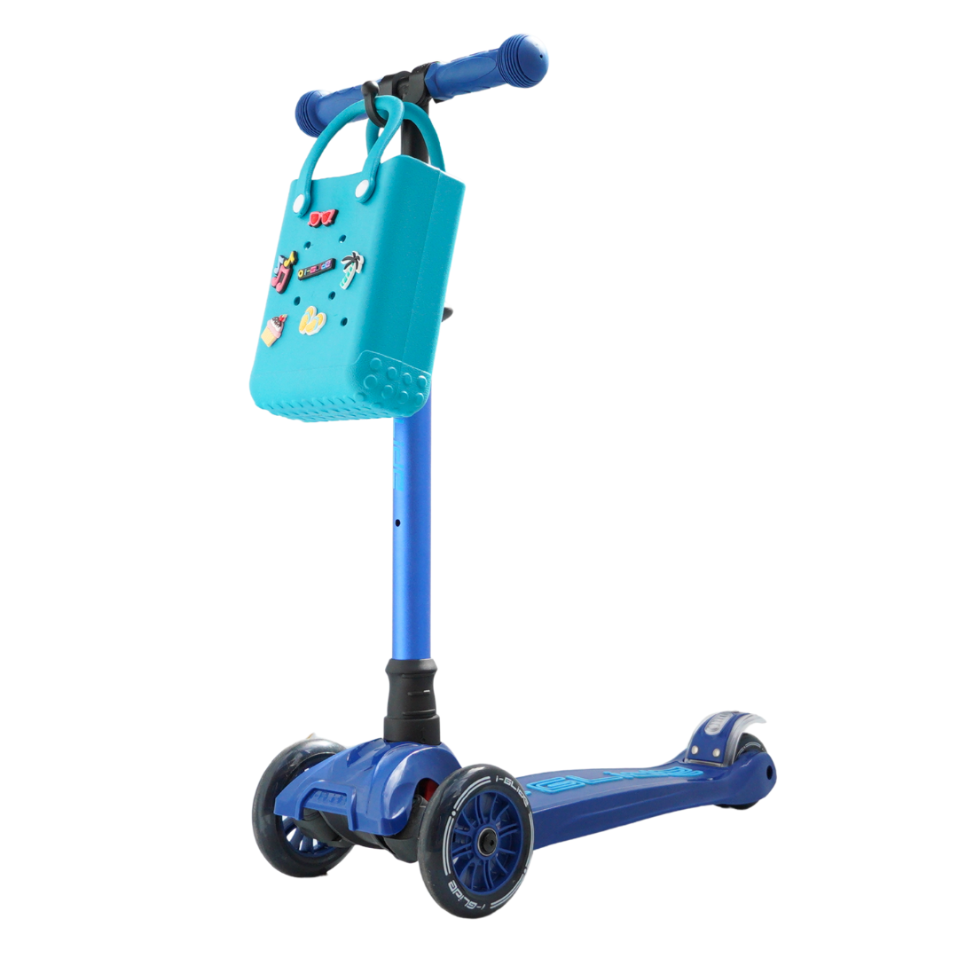 i-Glide 3-Wheel Blue/Blue Scooter with Turquoise Tote & charms