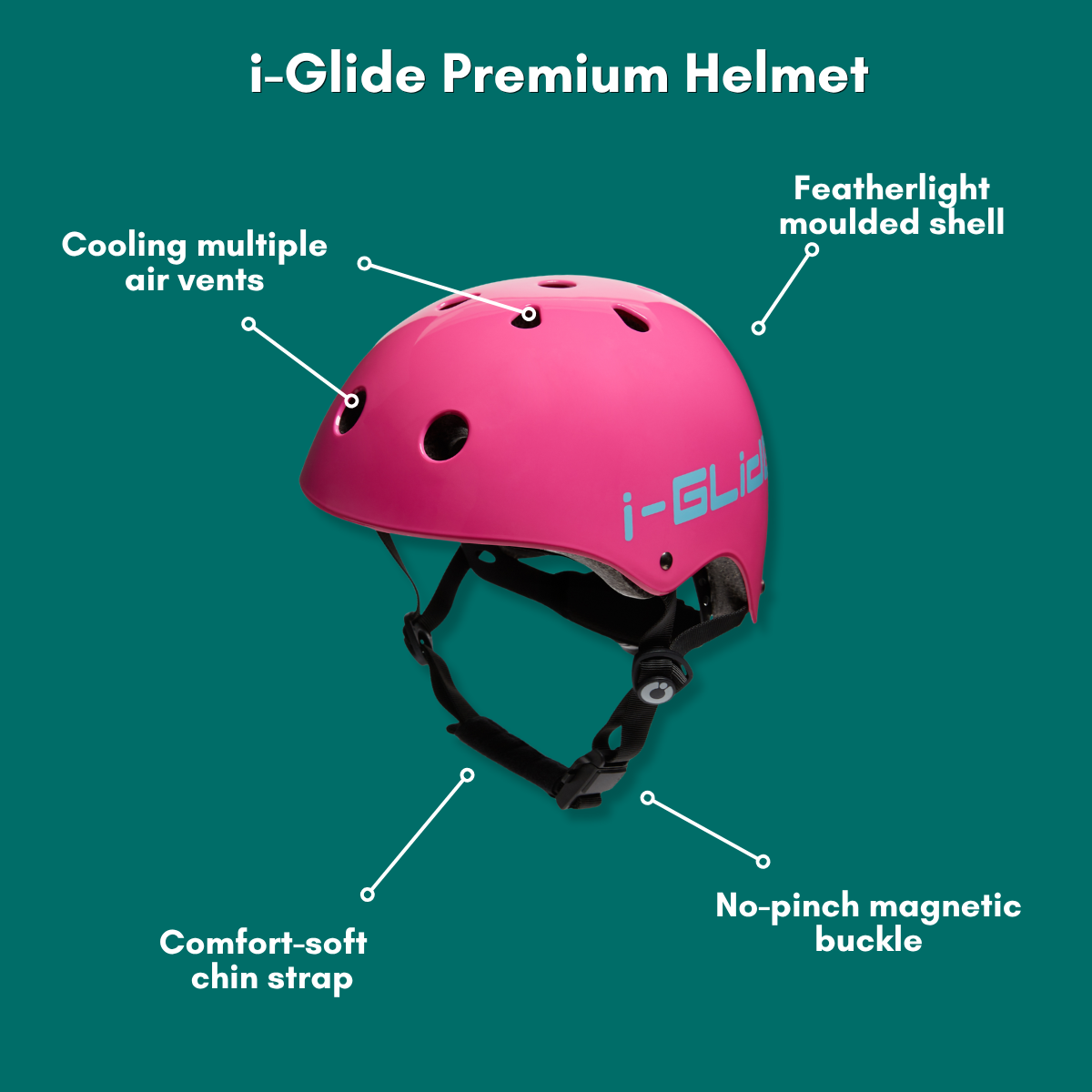 i-Glide 3-Wheel Pink/Aqua Scooter with Pink Helmet