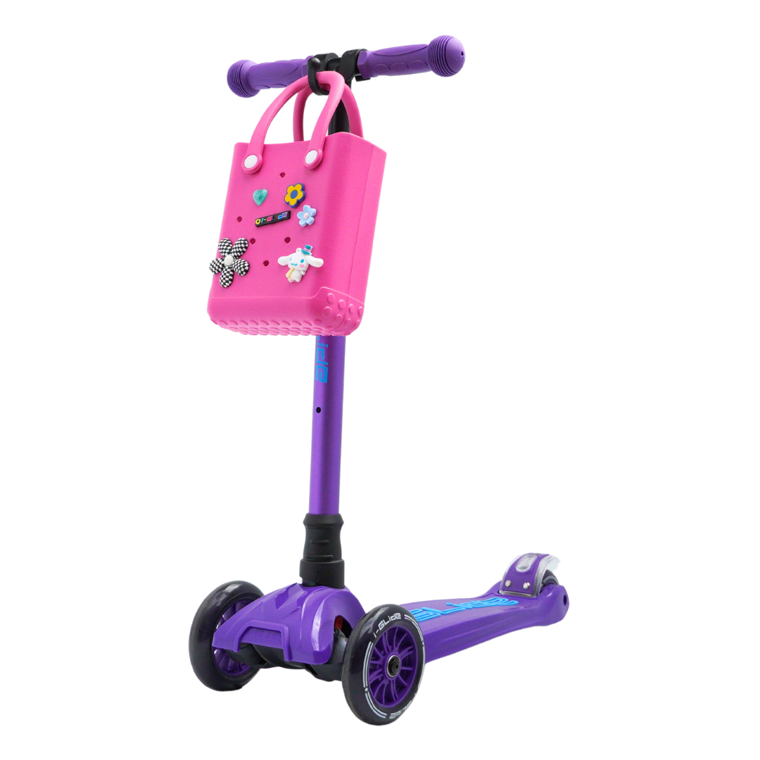 i-Glide 3-Wheel Purple/Blue Scooter with Pink Tote & charms