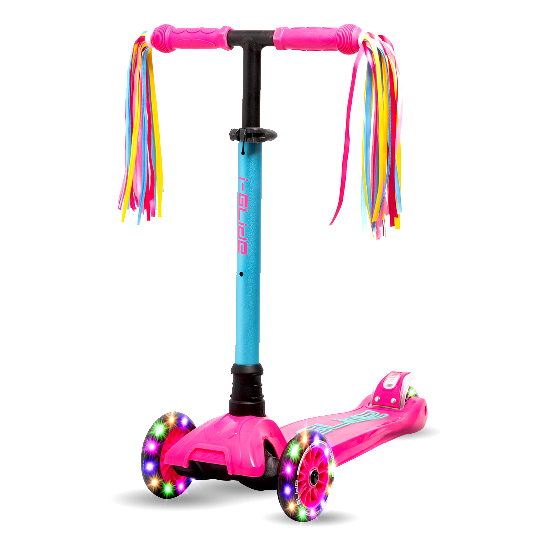 Scooter Ribbons i-Glide 3 Wheel Kids Scooter with Ribbons - Pink/Aqua – iGlide Scooters