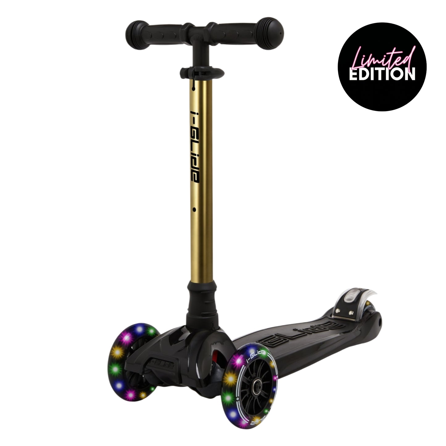 i-Glide 3 Wheel Kids Scooter - Black with Gold Bar