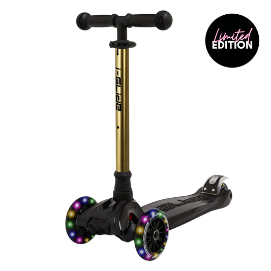 i-Glide 3 Wheel Kids Scooter - Black with Gold Bar