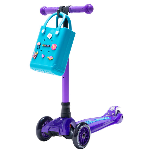 i-Glide 3-Wheel Purple/Blue Scooter with Turquoise Tote & charms