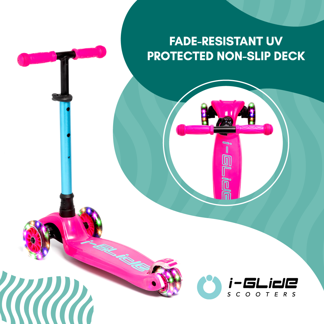 i-Glide 3 Wheel Kids Scooter - Pink/Aqua