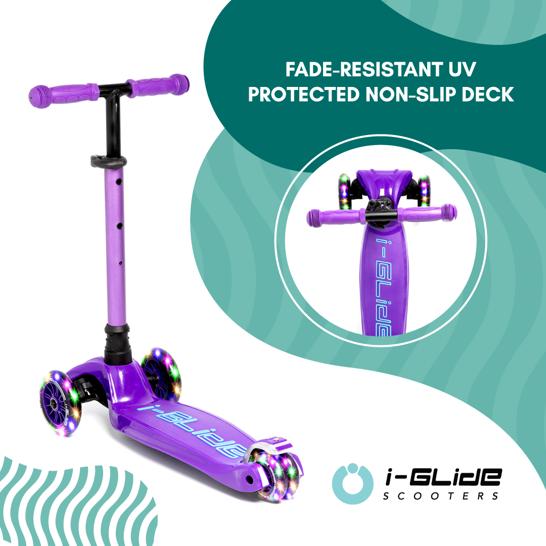 I-GLIDE 3 Wheel Kids Scooter with Toddler Seat - Purple/Blue