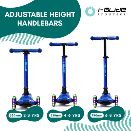 i-Glide 3 Wheel Kids Scooter - Blue/Blue