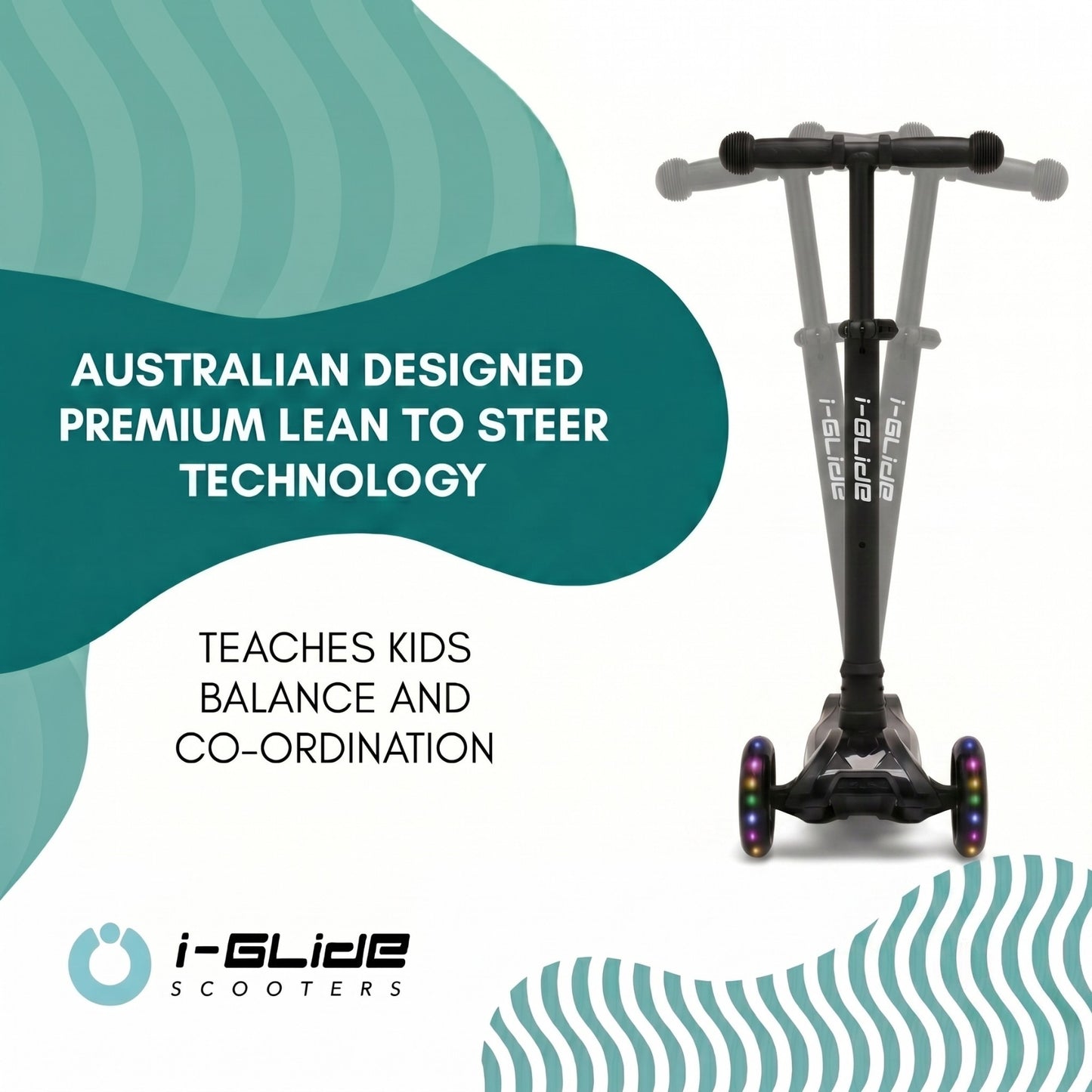 i-Glide 3 Wheel Kids Scooter - Black