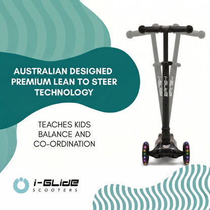 i-Glide 3 Wheel Kids Scooter - Black