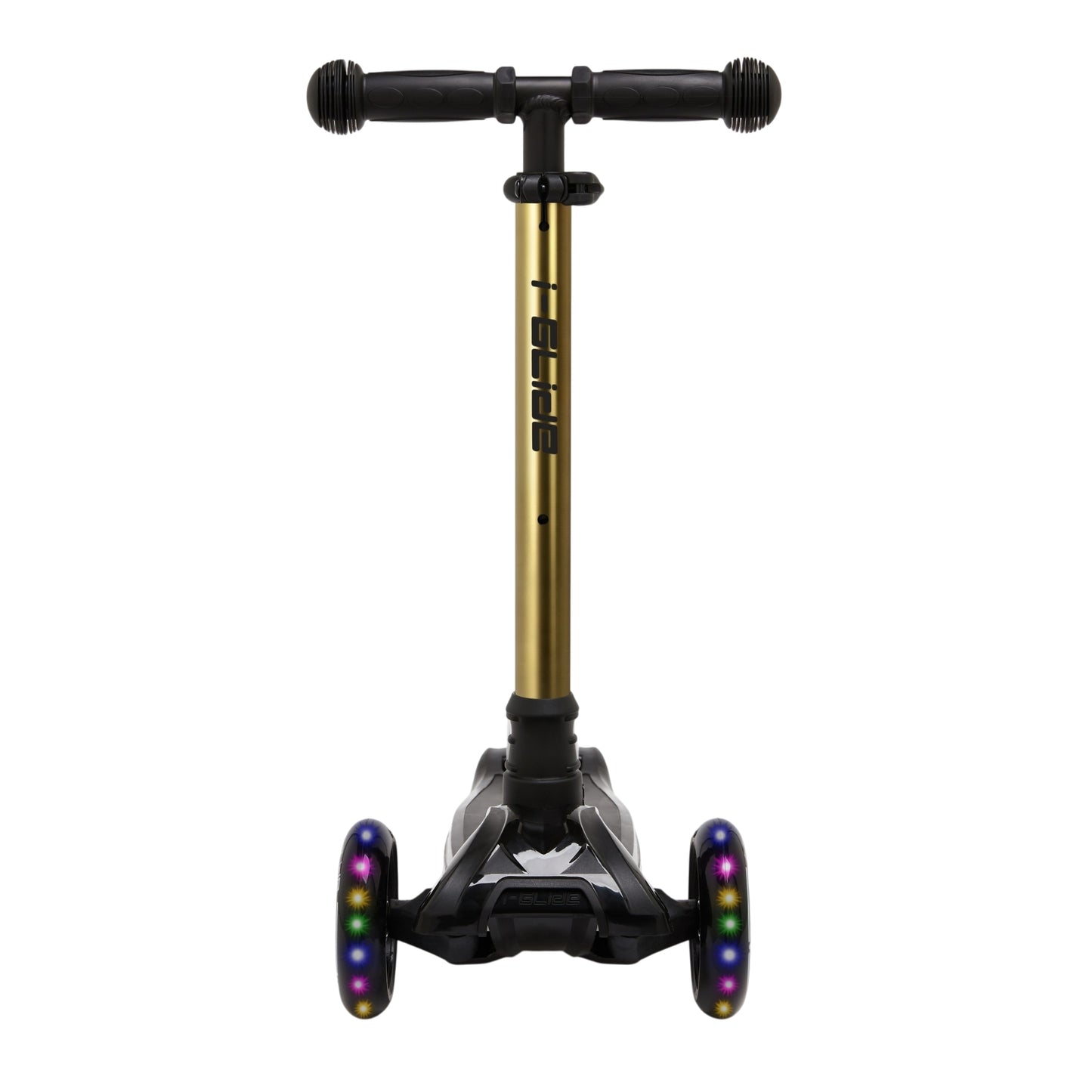 i-Glide 3 Wheel Kids Scooter with Toddler Seat - Black with Gold bar