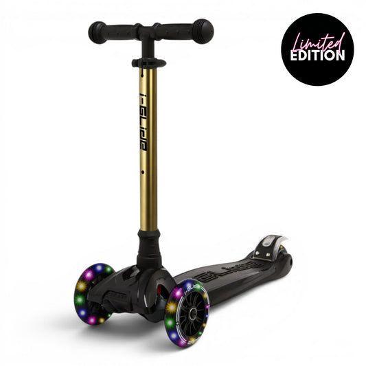 i-Glide 3 Wheel Kids Scooter - Black with Gold Bar