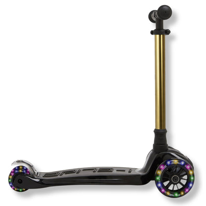 i-Glide 3 Wheel Kids Scooter with Toddler Seat - Black with Gold bar
