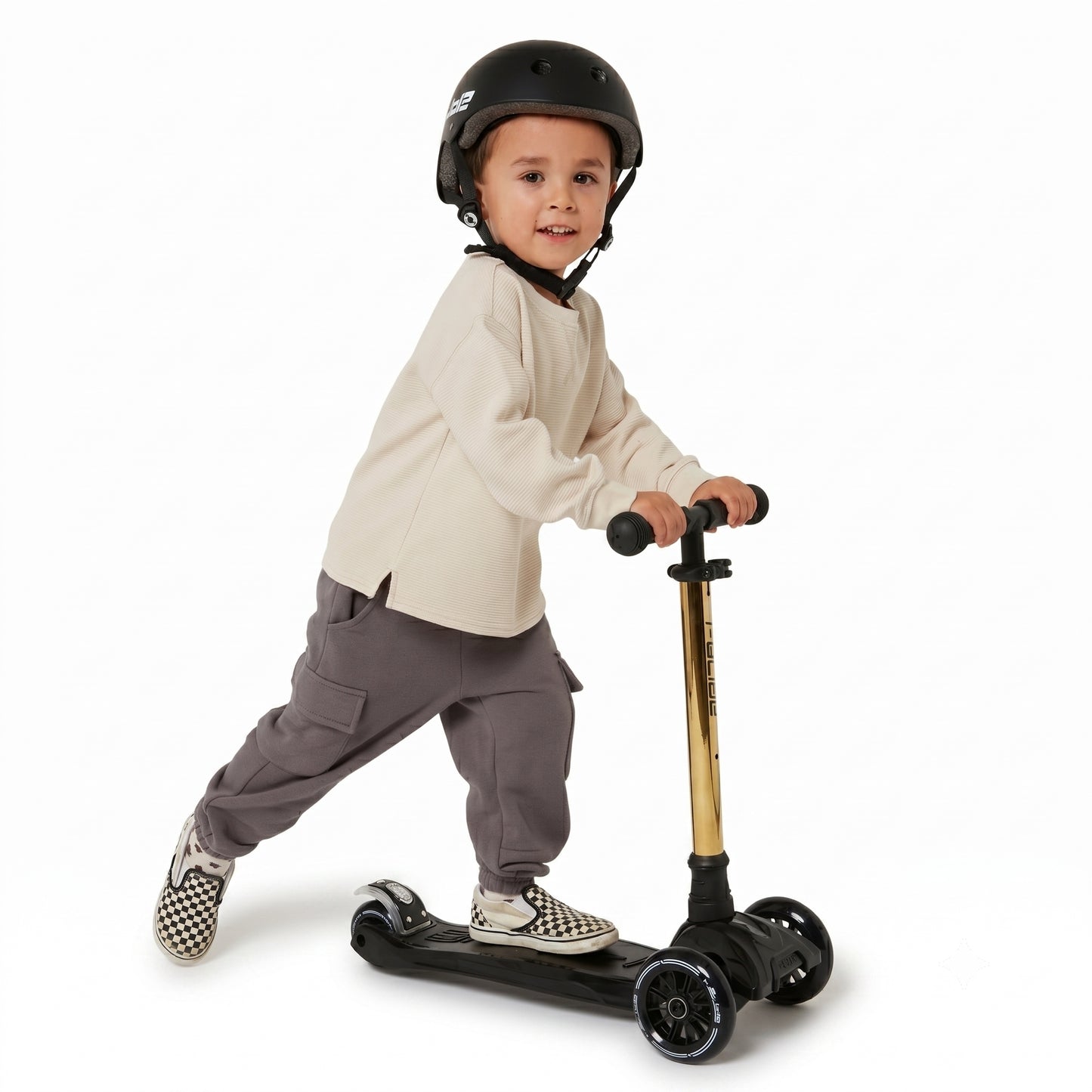 i-Glide 3 Wheel Kids Scooter - Black with Gold Bar