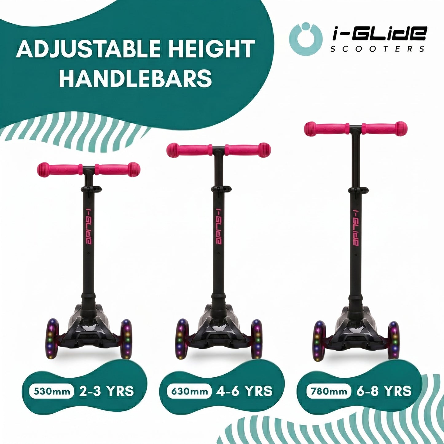 i-Glide 3 Wheel Kids Scooter - Black/Pink