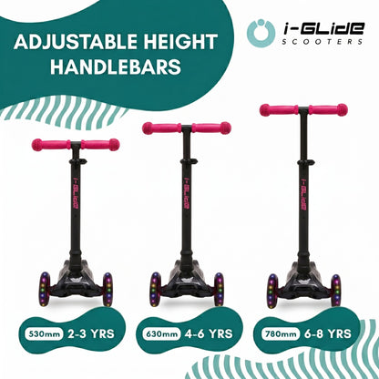 i-Glide 3 Wheel Kids Scooter - Black/Pink