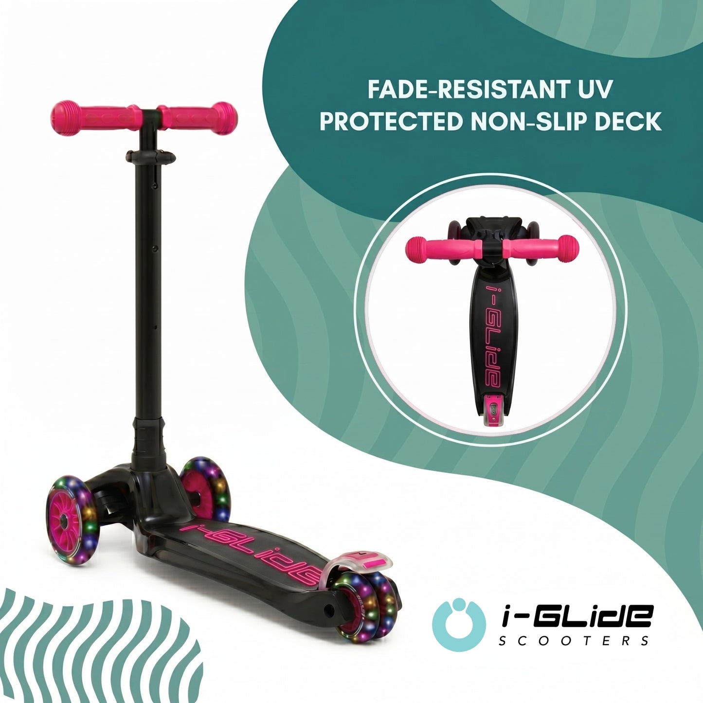 i-Glide 3 Wheel Kids Scooter - Black/Pink