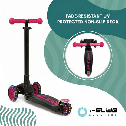 i-Glide 3 Wheel Kids Scooter - Black/Pink