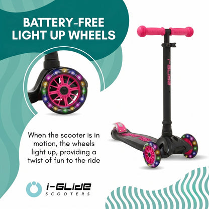 i-Glide 3 Wheel Kids Scooter - Black/Pink