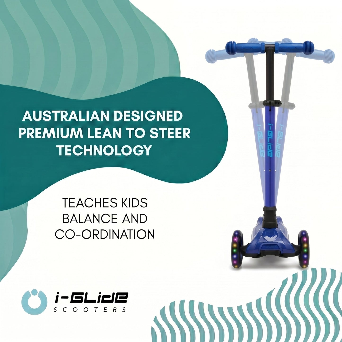 i-Glide 3 Wheel Kids Scooter - Blue/Blue