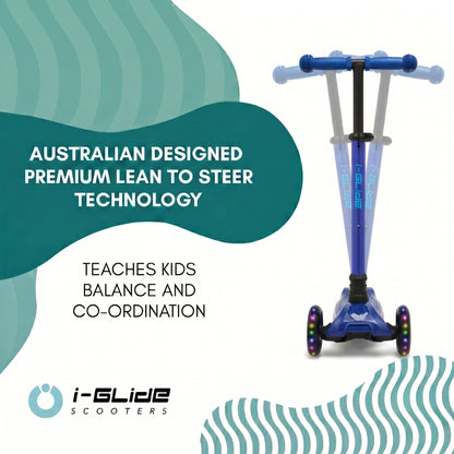 i-Glide 3 Wheel Kids Scooter - Blue/Blue