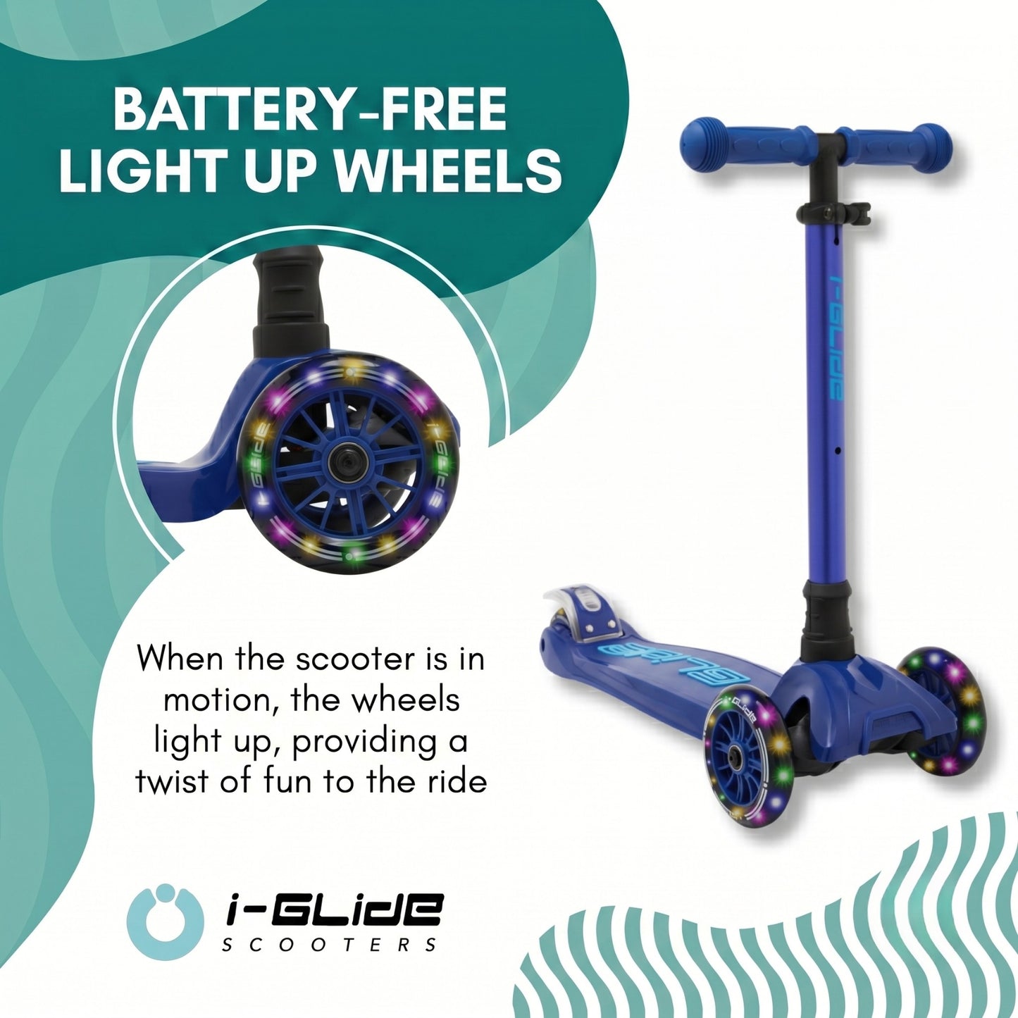 i-Glide 3 Wheel Kids Scooter - Blue/Blue