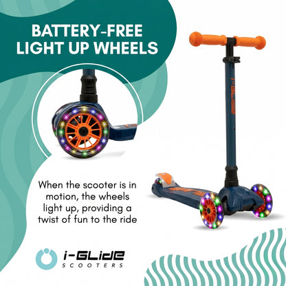 i-Glide 3 Wheel Kids Scooter with Toddler Seat - Blue/Orange