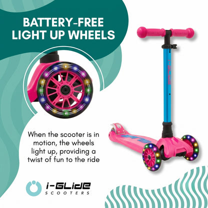 i-Glide 3 Wheel Kids Scooter - Pink/Aqua