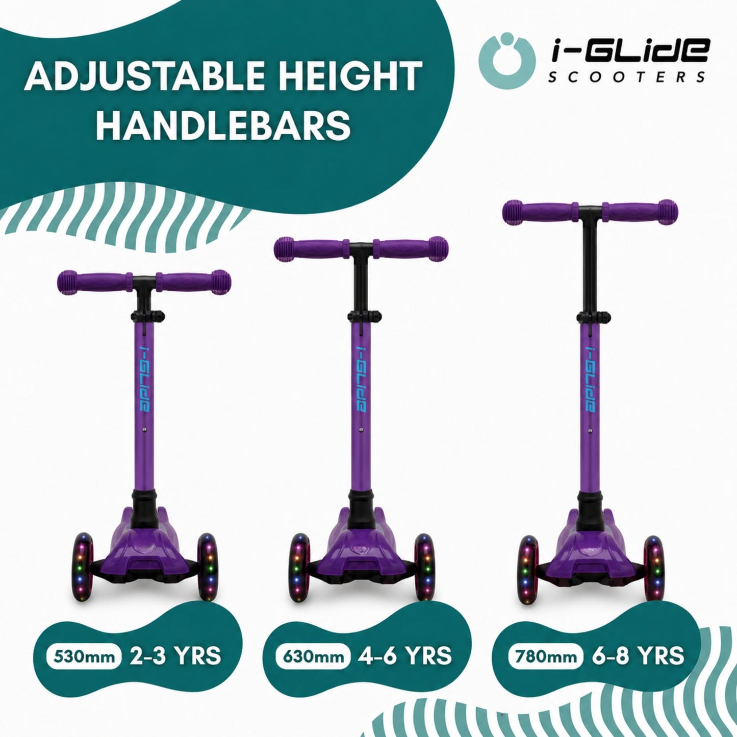 i-Glide 3 Wheel Kids Scooter - Purple/Blue