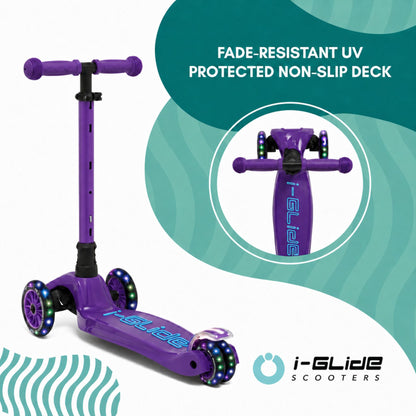 i-Glide 3 Wheel Kids Scooter - Purple/Blue