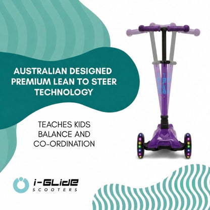 i-Glide 3 Wheel Kids Scooter - Purple/Blue
