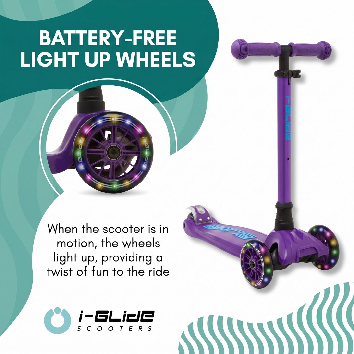 i-Glide 3 Wheel Kids Scooter - Purple/Blue