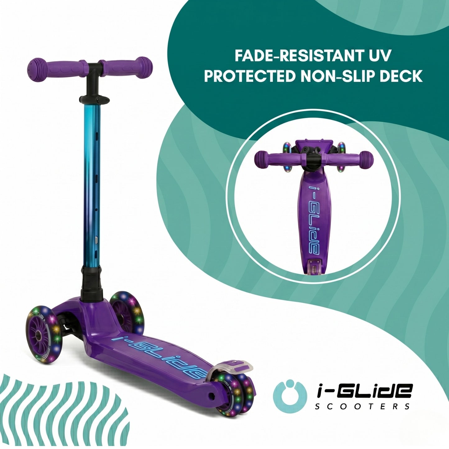 i-Glide 3 Wheel Kids Scooter - Purple/Neo