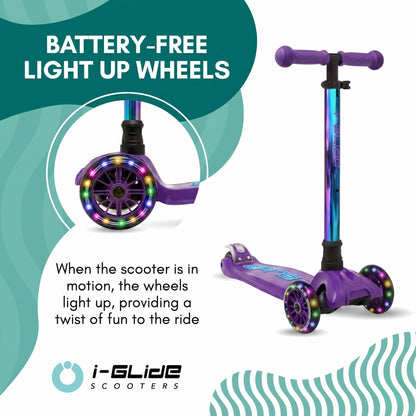 i-Glide 3 Wheel Kids Scooter - Purple/Neo