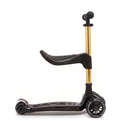 i-Glide 3 Wheel Kids Scooter with Toddler Seat - Black with Gold bar