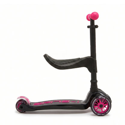 i-Glide 3 Wheel Kids Scooter with Toddler Seat - Black/Pink