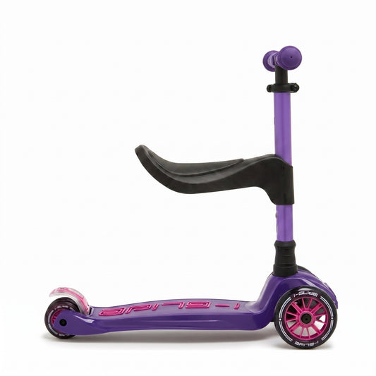 i-Glide 3 Wheel Kids Scooter with Toddler Seat - Purple/Pink