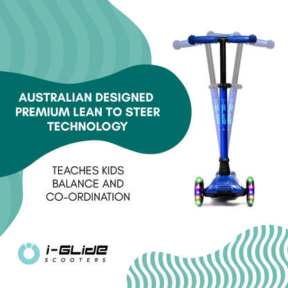 i-Glide 3 Wheel Kids Scooter - Blue/Blue