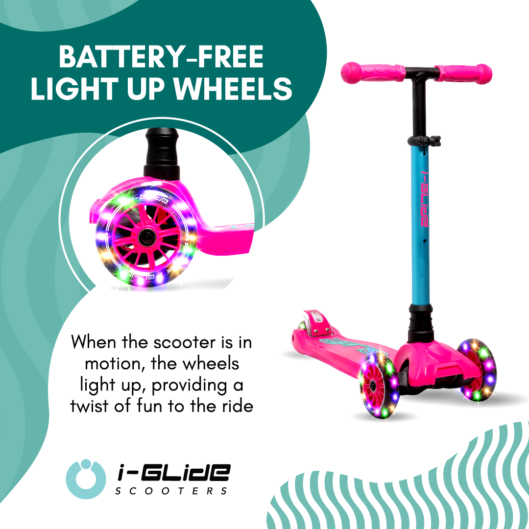 i-Glide 3 Wheel Kids Scooter - Pink/Aqua