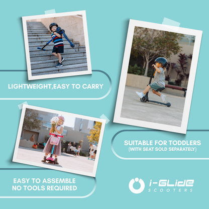 i-Glide 3 Wheel Kids Scooter - Purple/Blue
