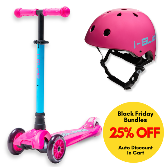 i-Glide 3-Wheel Pink/Aqua Scooter with Pink Helmet