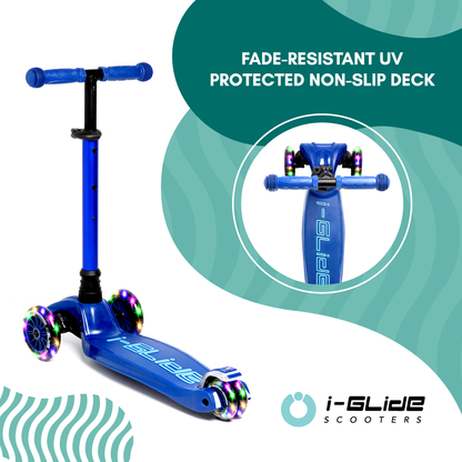 I-GLIDE 3 Wheel Kids Scooter with Basket - Blue/Blue