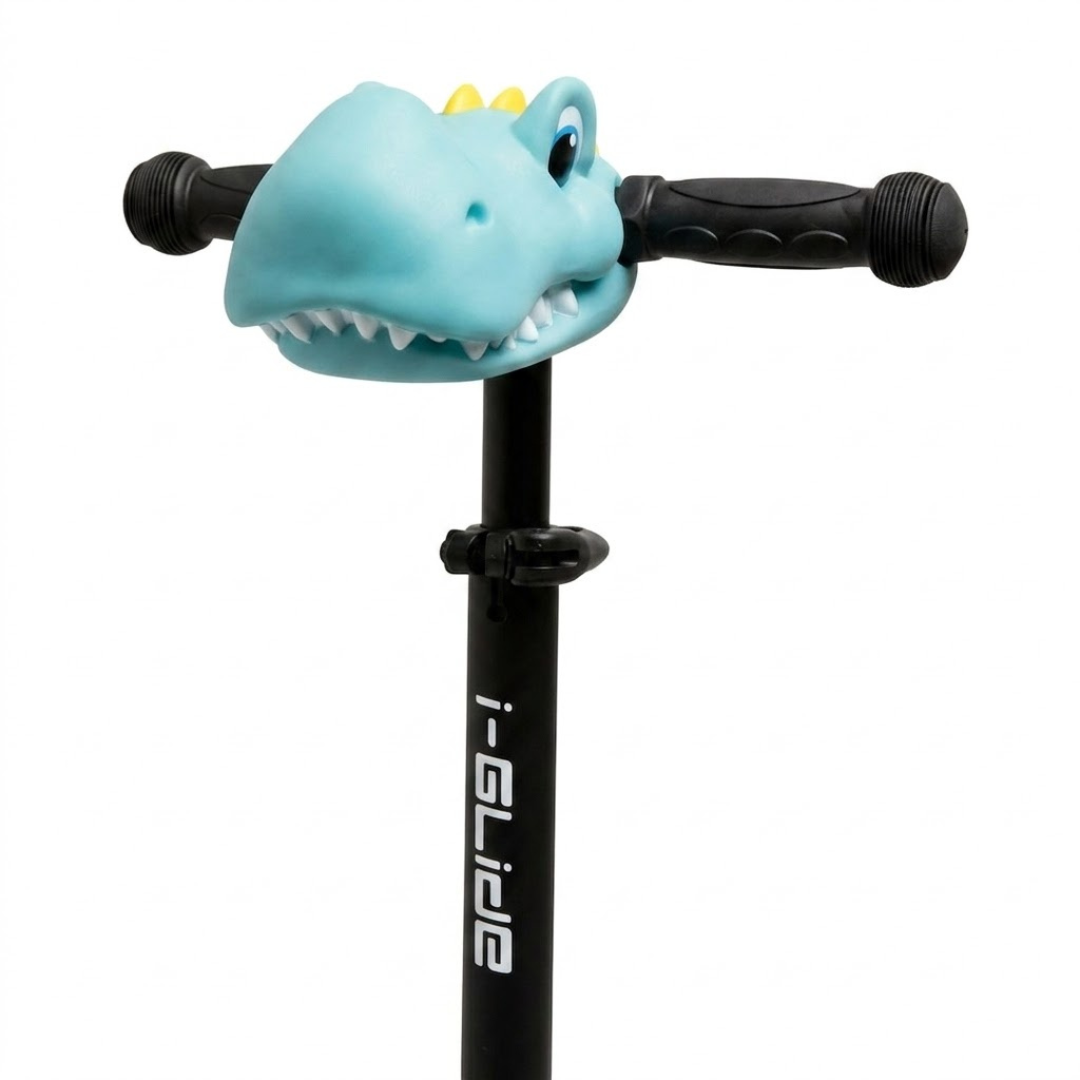 i-Glide 3 Wheel Kids Scooter with Dinosaur Head - Black